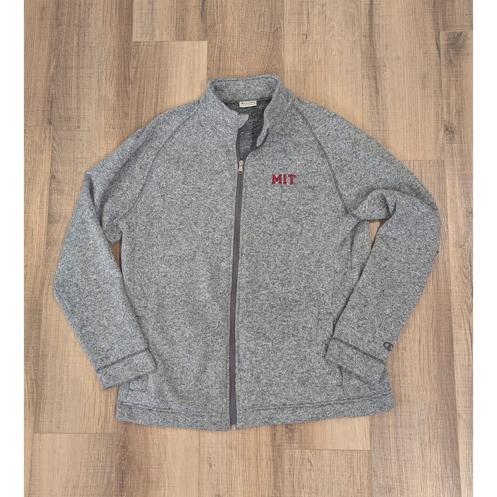 Champion MIT Mens Large Gray Full Zip Sweater Fleece Massachusetts Institute